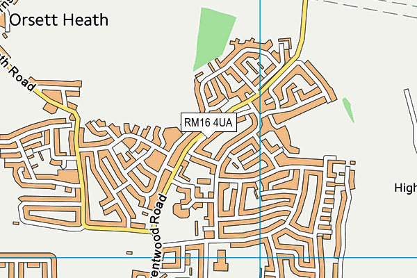 RM16 4UA map - OS VectorMap District (Ordnance Survey)