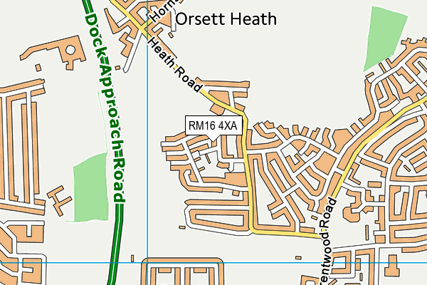 RM16 4XA map - OS VectorMap District (Ordnance Survey)