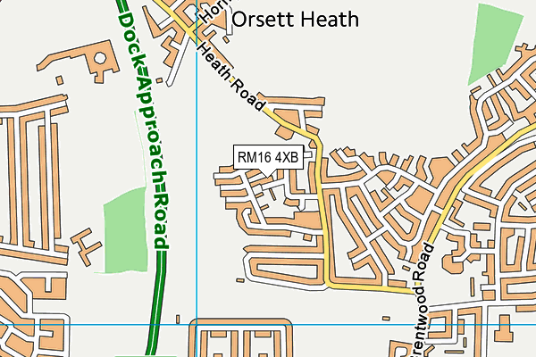 RM16 4XB map - OS VectorMap District (Ordnance Survey)