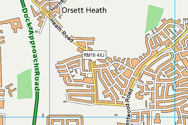 RM16 4XJ map - OS VectorMap District (Ordnance Survey)