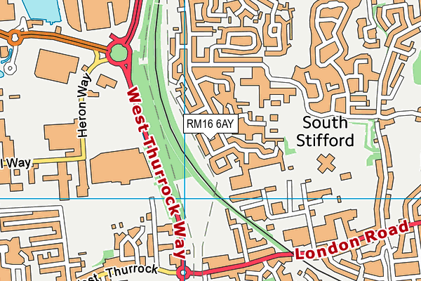 RM16 6AY map - OS VectorMap District (Ordnance Survey)