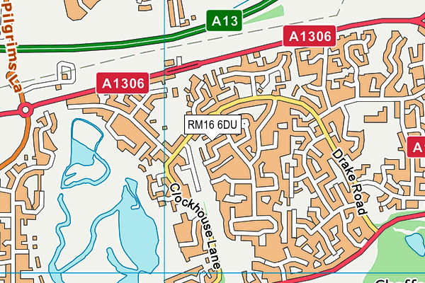 RM16 6DU map - OS VectorMap District (Ordnance Survey)