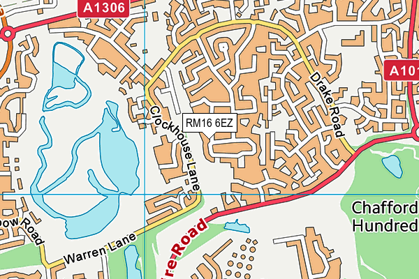 RM16 6EZ map - OS VectorMap District (Ordnance Survey)