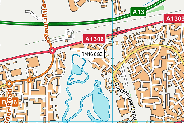 RM16 6GZ map - OS VectorMap District (Ordnance Survey)