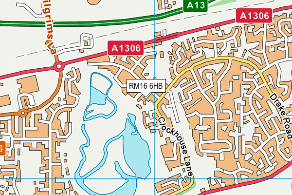 RM16 6HB map - OS VectorMap District (Ordnance Survey)