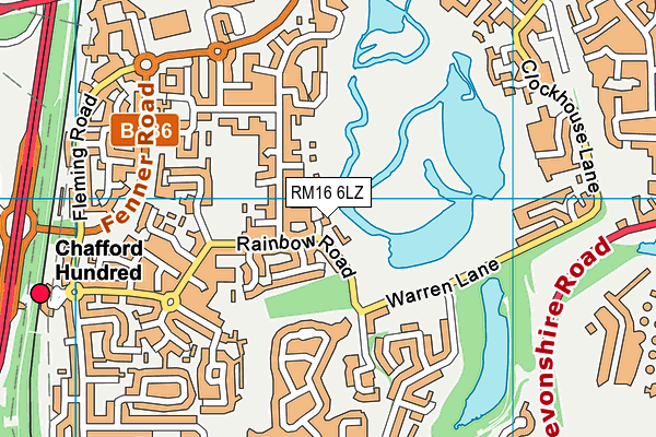 RM16 6LZ map - OS VectorMap District (Ordnance Survey)