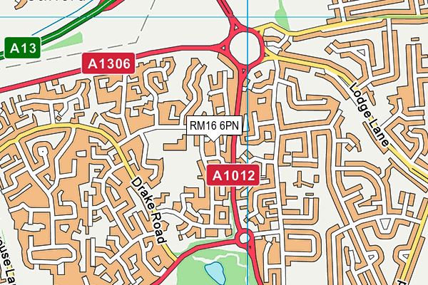 RM16 6PN map - OS VectorMap District (Ordnance Survey)