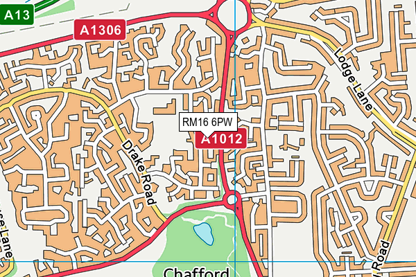 RM16 6PW map - OS VectorMap District (Ordnance Survey)