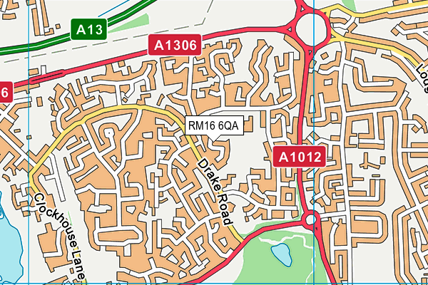 RM16 6QA map - OS VectorMap District (Ordnance Survey)