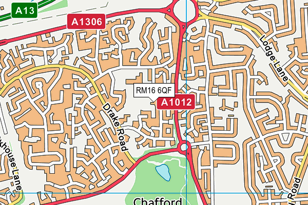 RM16 6QF map - OS VectorMap District (Ordnance Survey)