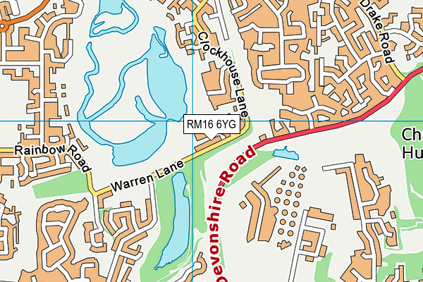 RM16 6YG map - OS VectorMap District (Ordnance Survey)