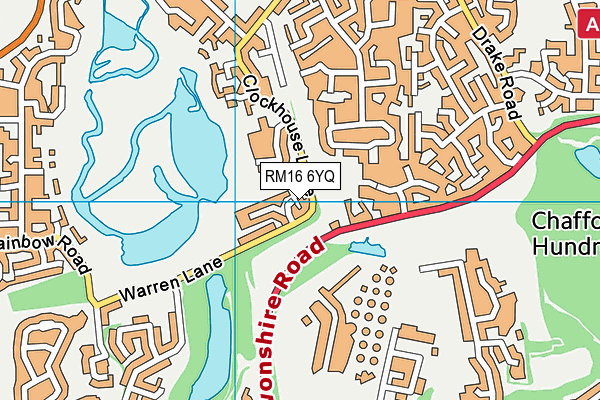 RM16 6YQ map - OS VectorMap District (Ordnance Survey)