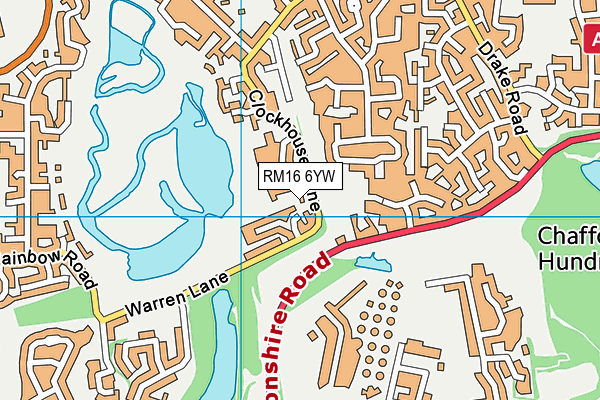 RM16 6YW map - OS VectorMap District (Ordnance Survey)