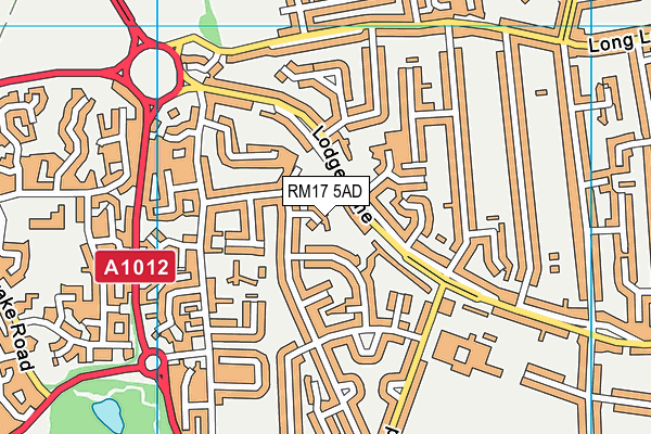 RM17 5AD map - OS VectorMap District (Ordnance Survey)