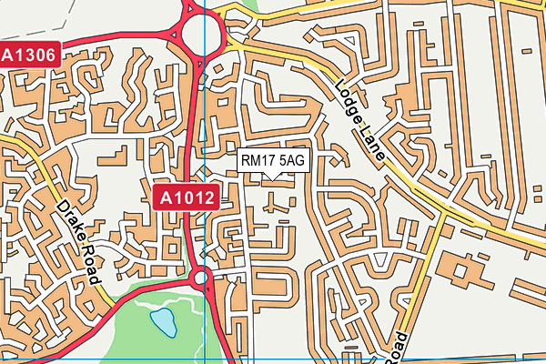 RM17 5AG map - OS VectorMap District (Ordnance Survey)