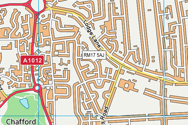 RM17 5AJ map - OS VectorMap District (Ordnance Survey)