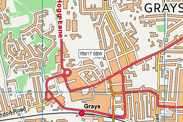 RM17 5BW map - OS VectorMap District (Ordnance Survey)
