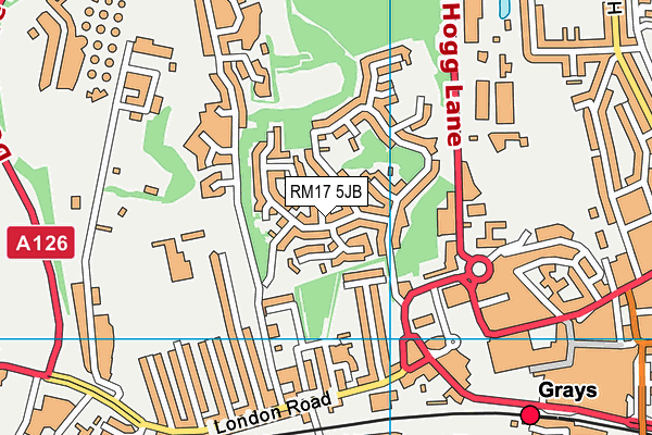 RM17 5JB map - OS VectorMap District (Ordnance Survey)