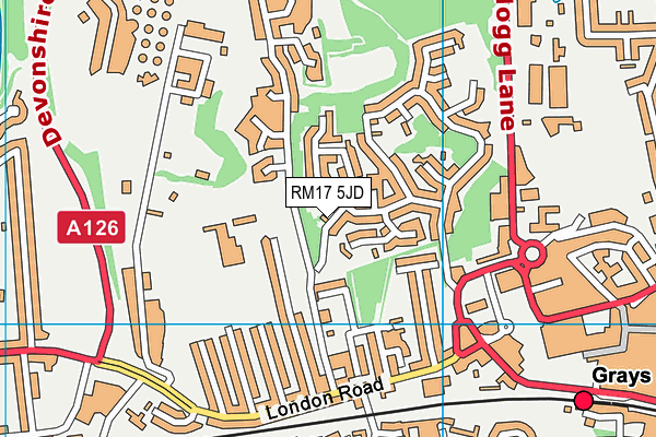 RM17 5JD map - OS VectorMap District (Ordnance Survey)