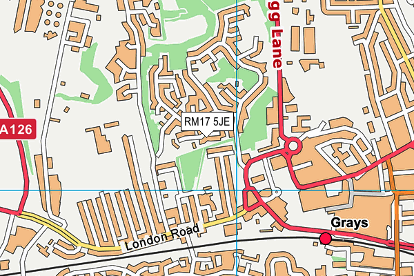 RM17 5JE map - OS VectorMap District (Ordnance Survey)