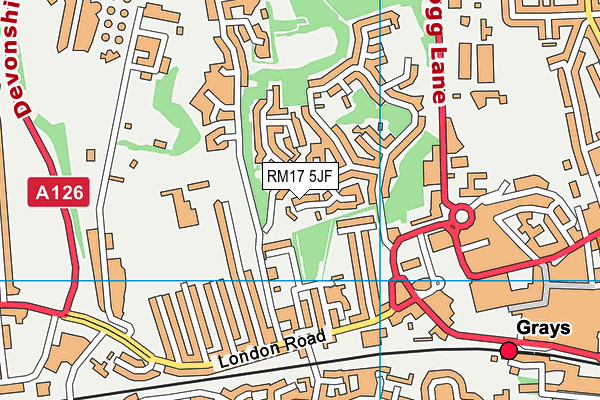 RM17 5JF map - OS VectorMap District (Ordnance Survey)