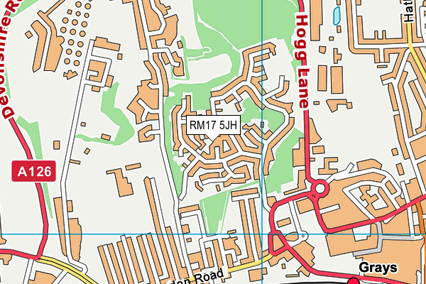 RM17 5JH map - OS VectorMap District (Ordnance Survey)