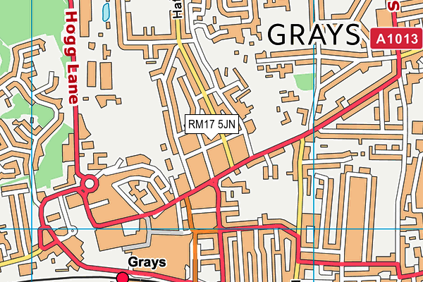 RM17 5JN map - OS VectorMap District (Ordnance Survey)