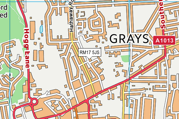 RM17 5JS map - OS VectorMap District (Ordnance Survey)