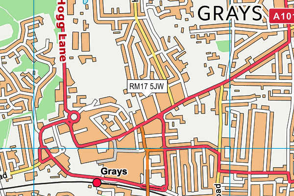 RM17 5JW map - OS VectorMap District (Ordnance Survey)