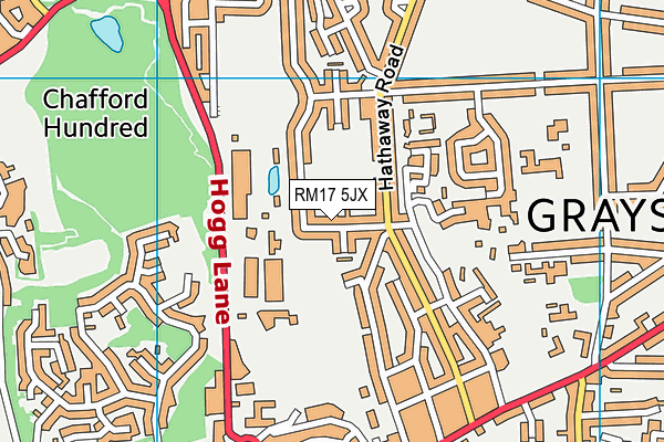 RM17 5JX map - OS VectorMap District (Ordnance Survey)