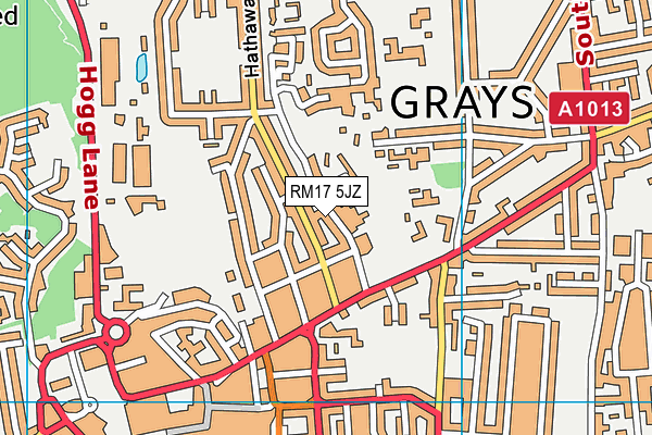 RM17 5JZ map - OS VectorMap District (Ordnance Survey)