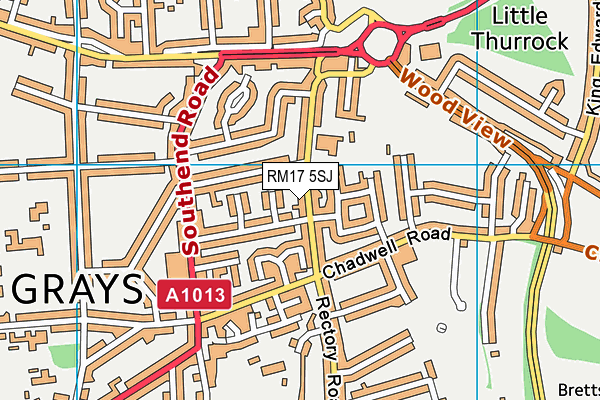 RM17 5SJ map - OS VectorMap District (Ordnance Survey)