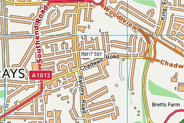 RM17 5SY map - OS VectorMap District (Ordnance Survey)