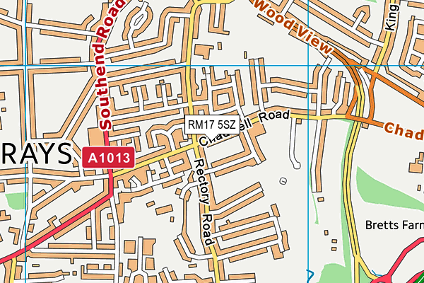 RM17 5SZ map - OS VectorMap District (Ordnance Survey)