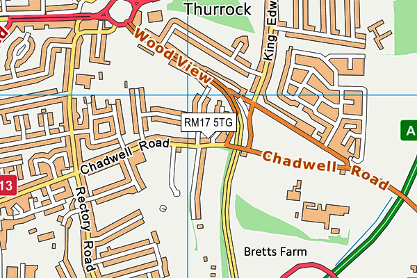 RM17 5TG map - OS VectorMap District (Ordnance Survey)