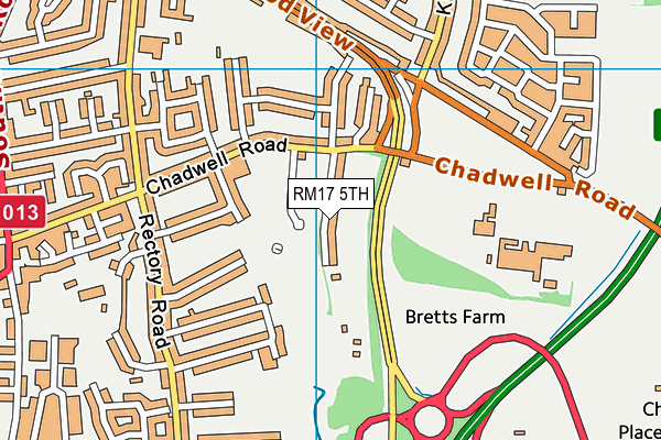 RM17 5TH map - OS VectorMap District (Ordnance Survey)