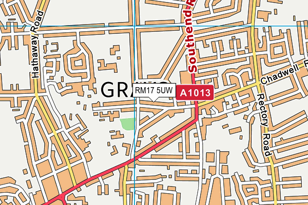 RM17 5UW map - OS VectorMap District (Ordnance Survey)