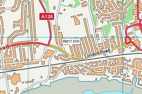 RM17 5YH map - OS VectorMap District (Ordnance Survey)