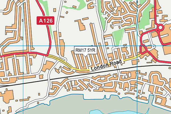 RM17 5YR map - OS VectorMap District (Ordnance Survey)