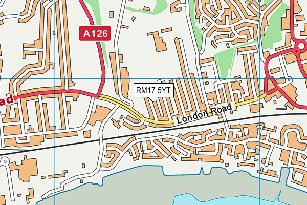 RM17 5YT map - OS VectorMap District (Ordnance Survey)