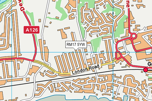 RM17 5YW map - OS VectorMap District (Ordnance Survey)