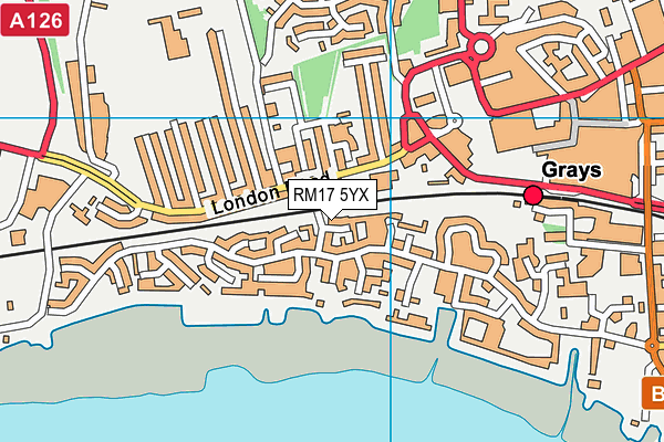 RM17 5YX map - OS VectorMap District (Ordnance Survey)