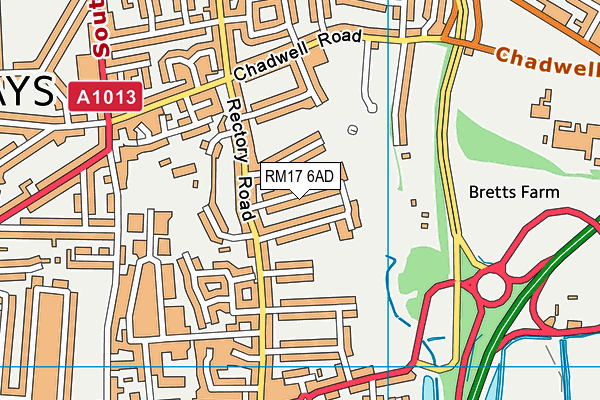 RM17 6AD map - OS VectorMap District (Ordnance Survey)