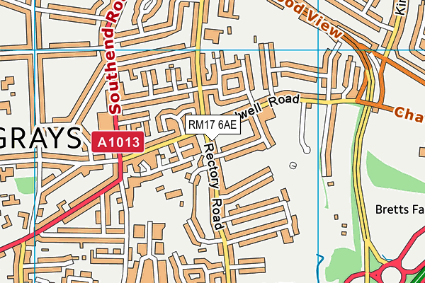 RM17 6AE map - OS VectorMap District (Ordnance Survey)