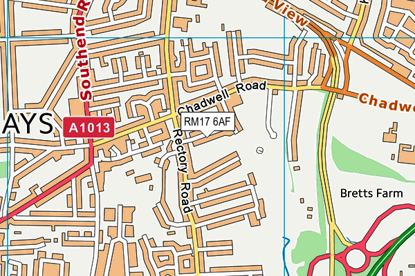 RM17 6AF map - OS VectorMap District (Ordnance Survey)