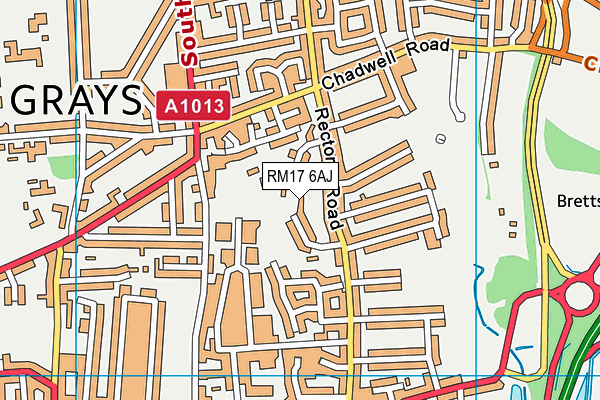 RM17 6AJ map - OS VectorMap District (Ordnance Survey)