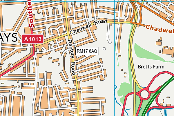 RM17 6AQ map - OS VectorMap District (Ordnance Survey)