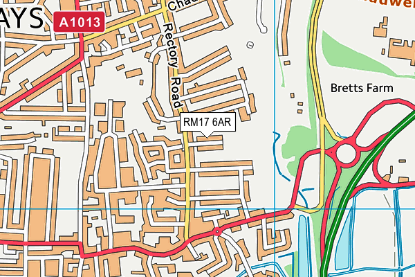 RM17 6AR map - OS VectorMap District (Ordnance Survey)