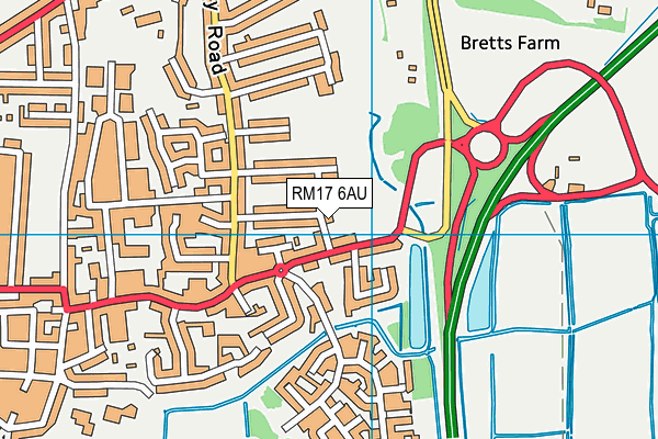 RM17 6AU map - OS VectorMap District (Ordnance Survey)