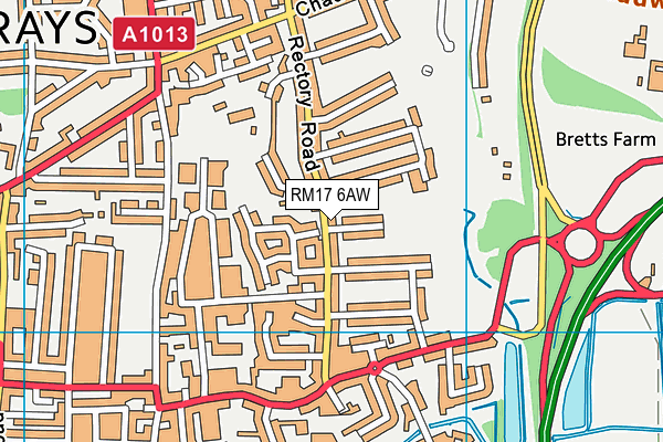 RM17 6AW map - OS VectorMap District (Ordnance Survey)